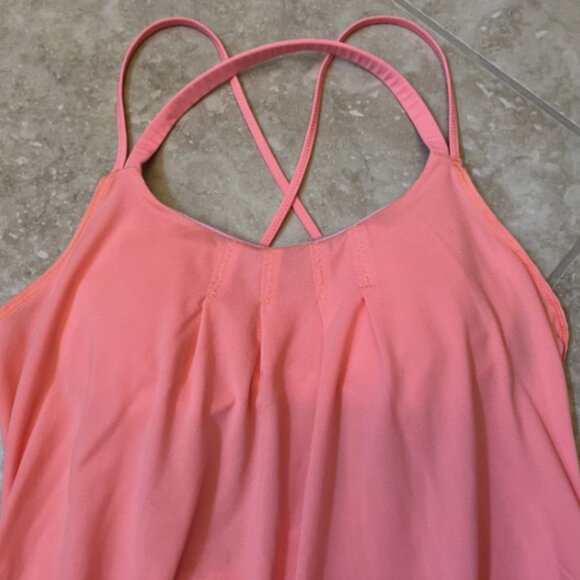 Lululemon Flow and Go Tank II Orange Pop Women's 4 Built In Bra Halter Open Back - Picture 5 of 11